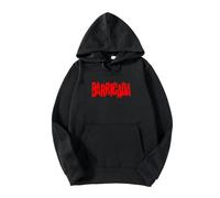 PAK Sudadera Negra Barricada Rock impresión Rojo Premium El Drogas Noche de Rock&Roll Boni Heavy Premium 300 grs (XS)