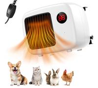 PAKESI Calefactor de 600W con termostato, Calefactor de Exterior para casetas de Perros con Cable Anti masticación, Calefactor Seguro para gallineros y conejeras