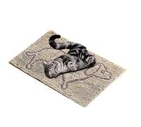PAKEY Cat Litter Mat 50 × 80CM, Non-Slip Waterproof Cat Litter Tray Mat, Machine Washable Cat Scratch Pad, Coffee and Beige