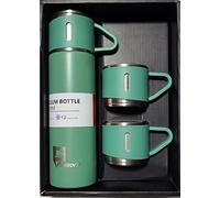 Pakhofh Termo de acero inoxidable 304 de 500 ml (16.9) con 2 tazas termales (juego) (verde)