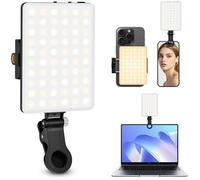 Pakinui luz para movil con 60 Cuentas LED, 2500-9000K 3 Modos Foco movil, luz portatil con batería de 2000 mAh, luz videoconferencia CRI 95+ para iPhone, iPad, computadora portátil y cámara