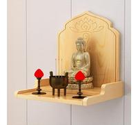 PAKMEZ Altar Budista Mesa de Ofrenda de Madera Maciza for el Hogar, Mesa de Meditación Altar Nicho Budista, For Decoración del Hogar, Adornos, Dios De La Riqueza(Wood,58 * 40 * 45cm/22 * 15 * 17in)