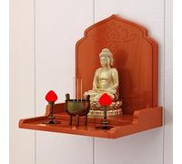 PAKMEZ Altar Budista Mesa de Ofrenda de Madera Maciza for el Hogar, Mesa de Meditación Altar Nicho Budista, For Decoración del Hogar, Adornos, Dios De La Riqueza(Orange,36 * 33 * 33cm/14 * 12 * 12in)
