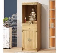 PAKMEZ Altar Budista Mesa de Ofrenda de Madera Maciza for el Hogar, Moderna y Simple, Estilo Antiguo, Decoración Espiritual del Hogar, para La Estatua Espiritual Sala(Wood)