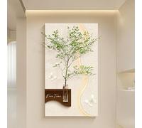 PAKMEZ Arte Mural de Arenisca con Jarrón Decoración de Pared iluminada, Escultura Colgante Moderna para Sala de Estar Pasillo y Oficina(White 5,70 * 120cm/27.6 * 47.2in)