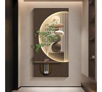 PAKMEZ Arte Mural De Arenisca Cuadro Decorativo con jarrón y vegetación Artificial, Decoración Mural De Interiores para Sala de Estar Dormitorio(Brown A,70 * 140cm/27.6 * 55in)