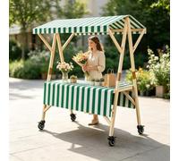 PAKMEZ Carrito de Comida Ambulante de Madera Plegable con Ruedas, para Tiendas Mercados Oficinas Y Teatros