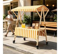 PAKMEZ Carrito de Comida Ambulante de Madera Plegable con Ruedas, para Tiendas Mercados Oficinas Y Teatros