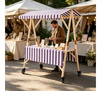 PAKMEZ Carrito de Comida Ambulante de Madera Plegable con Ruedas, para Tiendas Mercados Oficinas Y Teatros