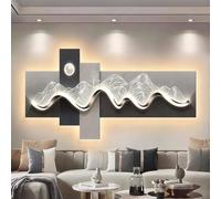 PAKMEZ Decoración de Pared 3D con Luces LED Escultura Artística Elegante Decoración, for Sala De Estar Dormitorio Oficina Y Entrada(Gray 2,120 * 40cm/47.2 * 15.7in)