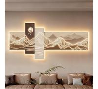 PAKMEZ Decoración de Pared 3D con Luces LED Escultura Artística Elegante Decoración, for Sala De Estar Dormitorio Oficina Y Entrada(Brown 2,120 * 40cm/47.2 * 15.7in)