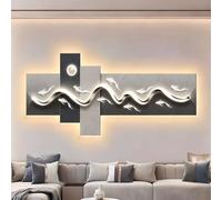 PAKMEZ Decoración de Pared 3D con Luces LED Escultura Artística Elegante Decoración, for Sala De Estar Dormitorio Oficina Y Entrada(Gray 1,100 * 35cm/39.4 * 13.8in)