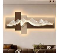 PAKMEZ Decoración de Pared 3D con Luces LED Escultura Artística Elegante Decoración, for Sala De Estar Dormitorio Oficina Y Entrada(Brown 1,90 * 30cm/35.4 * 11.8in)