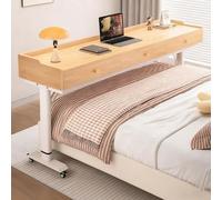 PAKMEZ Escritorio de Sobrecama con Altura Ajustable, Mesa Médica con Ruedas, Carrito para Computadora portátil, para Cama, Dormitorio, Salón, Oficina(Wood,150 * 40cm/59 * 15in)