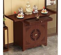 PAKMEZ Mesa de Altar, Mesa de Altar de Madera, con Espacio de Almacenamiento, con Base de Exhibición de Madera, para Estudio(Red,80 * 40cm/31.5 * 15.7in)