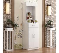 PAKMEZ Mesa de Ofrenda, Altar Budista de Madera Maciza for el hogar, Moderna y Simple, Estilo Antiguo, For Decoración del Hogar, Adornos, Altar, Dios De La Riqueza(White)