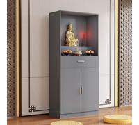 PAKMEZ Mesa De Ofrenda con Cajón, Moderna y Simple, Estilo Antiguo, Mesa de Santuario con Almacenamiento, Nicho de Buda, para La Estatua Espiritual Sala(Grey)