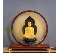 PAKMEZ Mesa de Ofrenda de Nicho Budista de Oración de Bambú, con Tiras De Luz LED, Base For Altar De Templo Pequeño, para La Estatua Espiritual Sala De Estar Estudio Oficina Casa(Red)