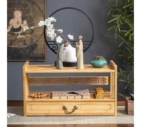 PAKMEZ Mesa de Ofrenda, Pequeño Soporte de Altar de Templo de Escritorio, Tablero Buda con Cajón, para La Estatua Espiritual Sala De Estar Estudio Oficina Casa(Wood,52 * 25 * 28cm/20 * 9 * 11in)