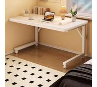 PAKMEZ Mesa de Sobrecama 4 Ruedas, Escritorio De Almacenamiento, para Computadora PC Enfermería Lectura Comer, Estación de Trabajo en Hogar Oficina(White,100 * 50 * 77cm/39 * 19 * 30in)