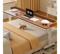 PAKMEZ Mesa de Sobrecama con 4 Ruedas, Altura Ajustable sobre La Cama Mesa De Escritorio King Size, para Computadora PC Enfermería Lectura Comer, Estación de Trabajo(Brown,100 * 40cm/39 * 15in)