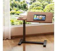 PAKMEZ Mesa De Sobrecama con Ruedas, Altura Ajustable, Estructura Robusta de Acero, Fácil de Montar, para Trabajar Comedor en Casa Hospital, para Cama Sofá(Brown)