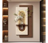 PAKMEZ Pintura Mural 3D de Arenisca con luz LED, con Plantas Artificiales Y Jarrón Transparente Decoración Mural De Interiores(White-C,70 * 140CM/27.6 * 55in)