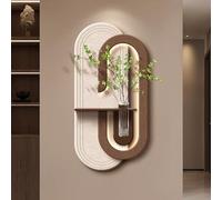 PAKMEZ Pintura Mural 3D de Arenisca con luz LED, con Plantas Artificiales Y Jarrón Transparente Decoración Mural De Interiores(White-B,50 * 100CM/19.7 * 39.4in)