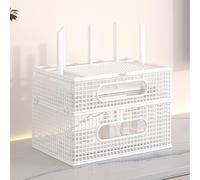 PAKMEZ Router Ocultar Box, Estante de Enrutador Sin Perforación, Diseño Moderno, Protector de Regleta de Enchufes, para Sala de Estar de TV de Decoración del Hogar(White,31 * 21 * 20cm/12 * 8 * 7in)