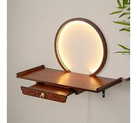 PAKMEZ Soporte de Mesa de Altar de Madera Tallada a Mano, Soporte De Pared for Estatuas,Estatuas De Buda For Decoración del Hogar, Santuario, con Tiras De Luz LED(Rosewood,60 * 26cm/23 * 10in)