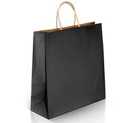 PAKNOR® 24 bolsas de papel negro con asa, 24 x 31 x 11 cm, bolsa de papel con asa de cordón, bolsas de regalo, bolsa de papel de estraza DIY Calendario de Adviento (negro, 24 x 31 x 11 cm, 24