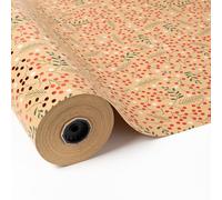 PAKOT | Bobina Papel de Regalo Navidad Bayas Rojas Metalizadas - Rollo Grande 70cm x 25m - Diseño Navideño