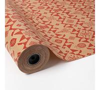 PAKOT | Bobina Papel Regalo Navidad Ancho 70cm x 100m - Rollo Papel Kraft para Regalos Navideños y Reyes Magos - Diseño Geométrico Rojo - Kraft 60gr de calidad para envolver productos
