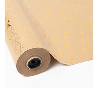 Pakot - Papel de Regalo con Árboles de Navidad Metalizado Rollo Kraft 70 cm x 25 m Bobina para Envolver Regalos, Cajas, Paquetes y Manualidades Uso Comercial y Particular