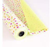 PAKOT | Papel de Regalo Doble Cara con Lunares Multicolor - Rollo 70 cm x 50 m - Bobina para Envolver Regalos Cumpleaños Eventos y Manualidades Creativas