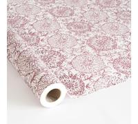 PAKOT Papel de Seda Mandalas Florales para Envolver Regalos y Manualidades Color Granate sobre Blanco Rollo 70 cm x 100 m 18 gr/m² Ideal para Tiendas y Uso Profesional