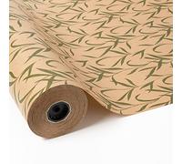 Pakot - Papel Kraft con Diseño Plantas Verdes para Envolver Regalos Rollo 70 cm x 100 m Papel Resistente 60 g para Embalaje, Manualidades, Packaging, Cajas, Paquetes y Flores