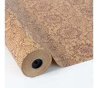 PAKOT - Papel Kraft Con Mandalas Florales Burdeos - Rollo Para Envolver Regalos - Bobina 70 cm x 50 m - Papel Reciclado Ecológico Para Tiendas, Manualidades y Eventos