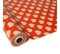 PAKOT Papel Kraft Estampado Corazones para Envolver Regalos San Valentín, Manualidades y Proyectos Creativos Bobina 70 cm x 50 m