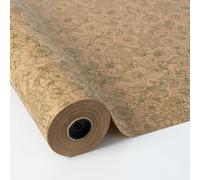 PAKOT - Papel Kraft Patrón Floral Verde - Rollo 70 cm x 50 m - Bobina Resistente para Envolver Flores Regalos Manualidades y Proyectos Creativos