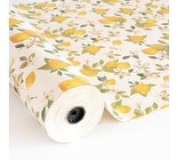 PAKOT - Papel Kraft Reciclado con Estampado de Limones y Flores - Bobina Papel de Regalo para Envoltorios, Packaging Artesanal y Manualidades - 70 Cm x 50 M