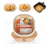 Paktalk 100 Piezas de Papel Cuadrado para Freidora de Aire (20-24 cm) - BPA Free, Ideal para Horno Microondas, Compatible con COSORI y Cecotec 4,5-8L