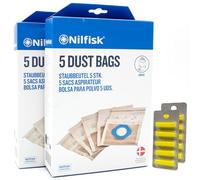 PakTrade 10 Bolsas de Aspiradora + 10 Fragancias Compatible con Nilfisk 90 A - Vac G, 90 G, 90 GM, 90 GS, Advance, Allergie Vac | 10 Bolsas, Filtros, Ambientadores, Accesorios, Repuestos