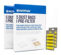 PakTrade 10 Bolsas De Aspiradora + 2 Microfiltro + 10 Aromas Compatible con Nilfisk 78602600, Compact, Compact C230 Allergy - 12400201 | 10 Bolsas, Filtro, Ambientador, Accesorios, Repuestos