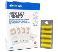 PakTrade 4 Bolsas De Aspirador + Microfiltro + 5 Aromas Compatible con Nilfisk Select RCO13P08A1-128350603 | 4 Bolsas, Filtro, Ambientador, Accesorios, Repuestos