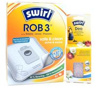PakTrade 4 Bolsas para Aspiradora + Perlas Desodorante Compatible con Eufy LR 20, LR20 | Compatible con Swirl ROB3 - Rob 3 | 4 Bolsas, Ambientador, Accesorios, Repuestos