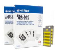 PakTrade 8 Bolsas De Aspirador + 2 Microfiltro + 10 Aromas Compatible con Nilfisk King 544-18360231, King GM300, King GM400, King GM500 | 8 Bolsas, Filtro, Ambientador, Accesorios, Repuestos