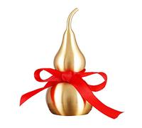 PAKUNDAS Estatua Decorativa de Feng Shui, Calabaza de latón Wu Lou, con Tira roja de la Suerte para decoración Ideal del hogar, Amuleto de Figura Coleccionable, 6.3 Pulgadas de Alto, latón Completo,