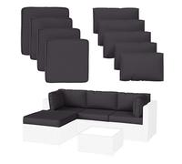 Pakunoda Paquete de 9 fundas de cojín de patio para muebles de exterior, fundas de cojín de repuesto impermeables con cremallera para 5 piezas de muebles de patio, solo fundas, color gris