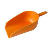 Pala de alimentación animal con gran capacidad para uso en granja, camping, jardinería y tareas domésticas, construcción de plástico con mango cómodo (naranja)